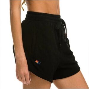 AVIATOR NATION LOGO EMBROIDERY LOUNGER SHORTS BLACK Color Size XSmall